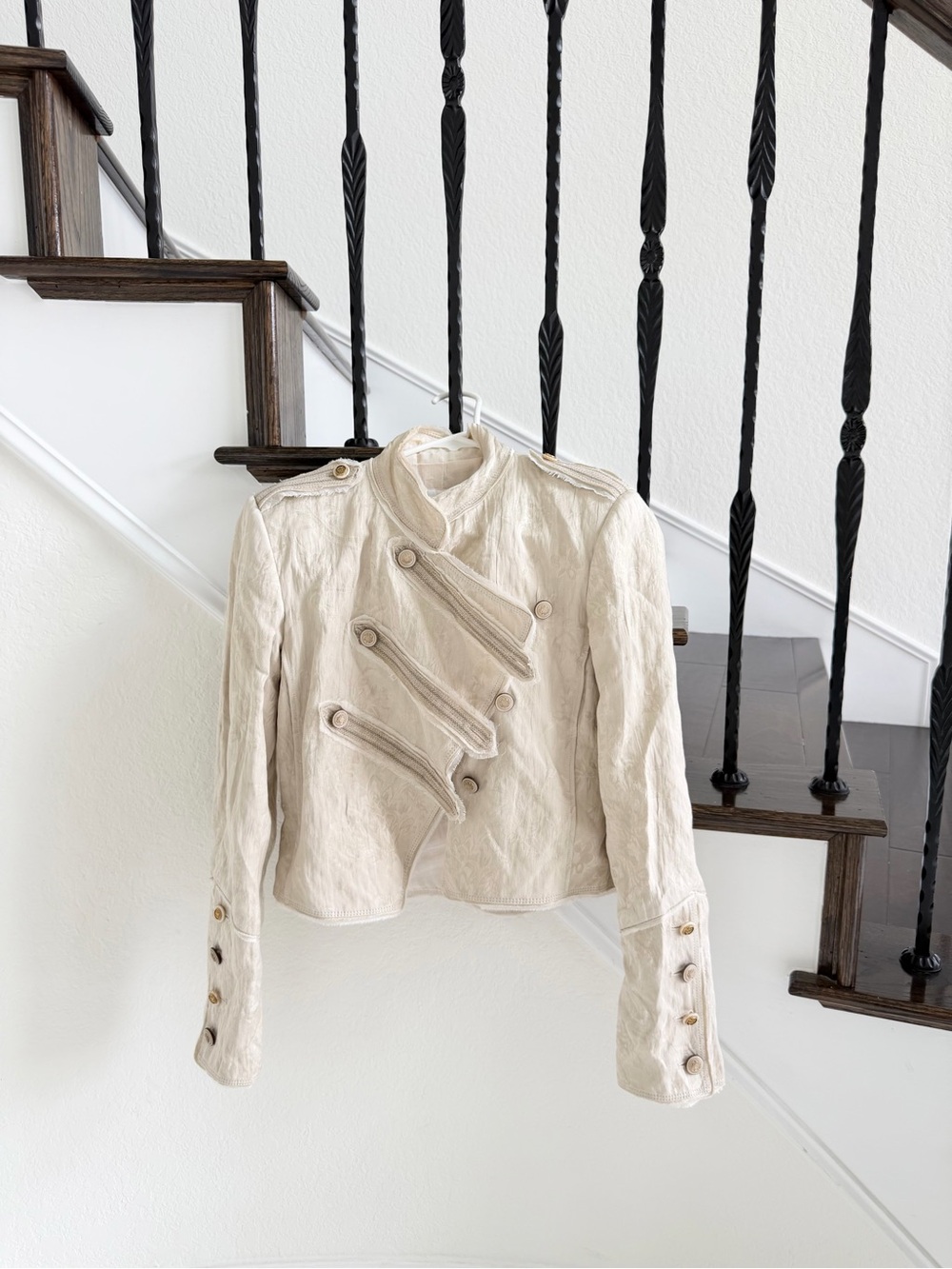 Ivory Military-Style Embroidered Jacket - Picture 5 of 11